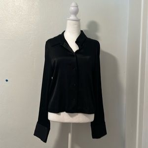 Zara black satin button up shirt. Tags still on. Never been worn